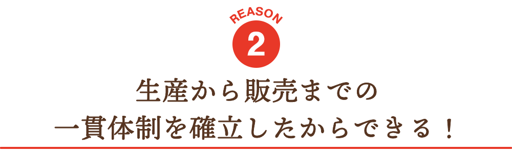 生産から販売までの一貫体制を確立したからできる！