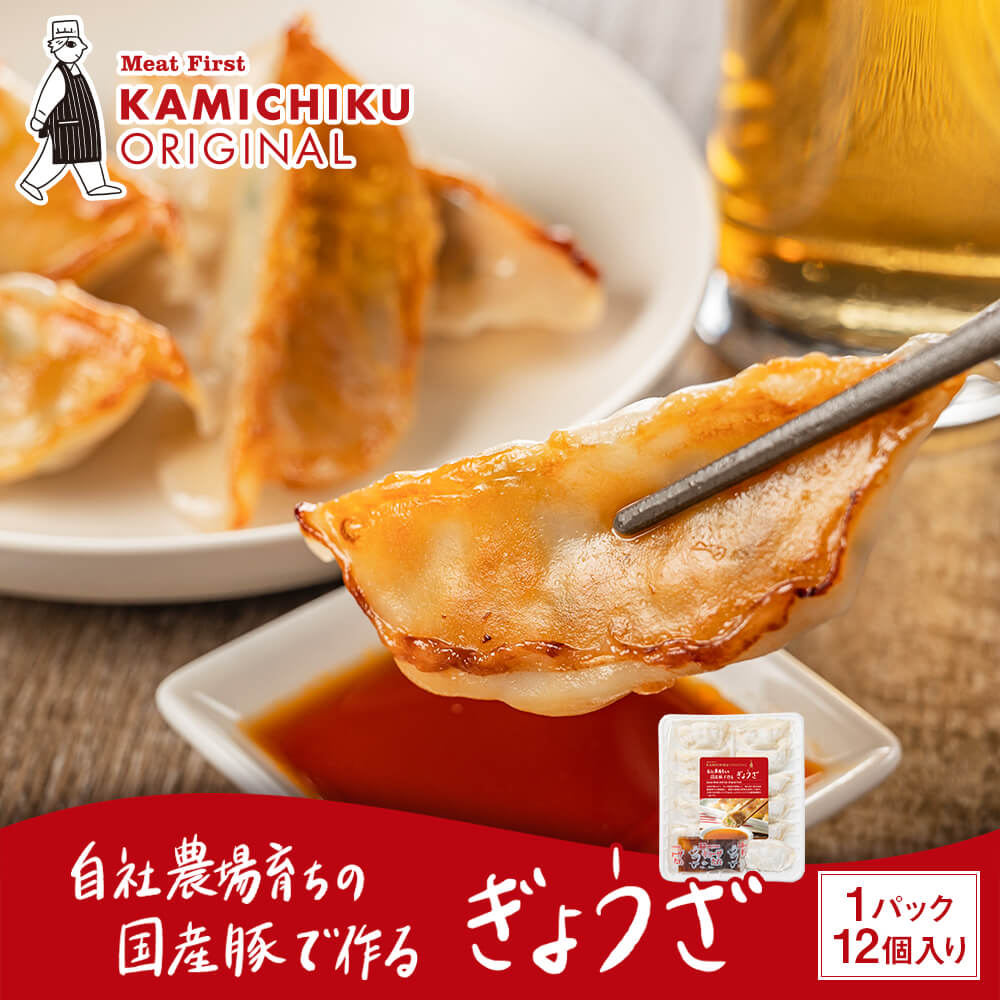 【カミチクオリジナル】自社農場育ちの国産豚で作る ぎょうざ 12個入